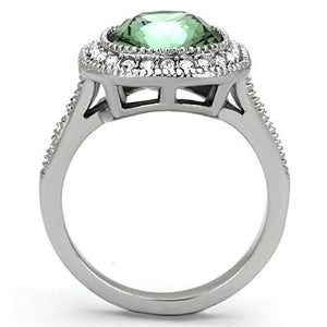 TK1317 - High polished (no plating) Stainless Steel Ring with Top Grade Crystal  in Emerald