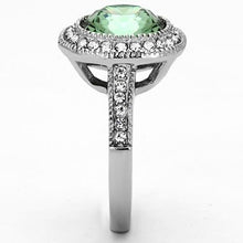 Load image into Gallery viewer, TK1317 - High polished (no plating) Stainless Steel Ring with Top Grade Crystal  in Emerald