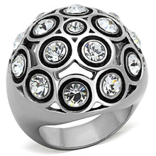 Load image into Gallery viewer, TK1325 - High polished (no plating) Stainless Steel Ring with Top Grade Crystal  in Clear