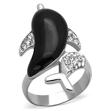 Load image into Gallery viewer, TK1326 - High polished (no plating) Stainless Steel Ring with Top Grade Crystal  in Clear