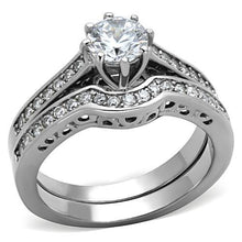 Load image into Gallery viewer, TK1330 - High polished (no plating) Stainless Steel Ring with AAA Grade CZ  in Clear