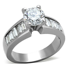 Load image into Gallery viewer, TK1332 - High polished (no plating) Stainless Steel Ring with AAA Grade CZ  in Clear