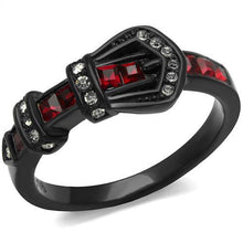 Load image into Gallery viewer, TK1334J - IP Black(Ion Plating) Stainless Steel Ring with Top Grade Crystal  in Multi Color