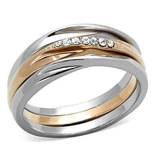 Load image into Gallery viewer, TK1340 - Two-Tone IP Rose Gold Stainless Steel Ring with Top Grade Crystal  in Clear