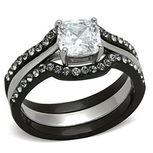Load image into Gallery viewer, LOTK1343 - Two-Tone IP Black Stainless Steel Ring with AAA Grade CZ  in Clear