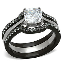 Load image into Gallery viewer, TK1343 - Two-Tone IP Black Stainless Steel Ring with AAA Grade CZ  in Clear