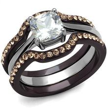 Load image into Gallery viewer, LOTK1343PC - Two Tone IP Dark Brown (IP coffee) Stainless Steel Ring with AAA Grade CZ  in Clear