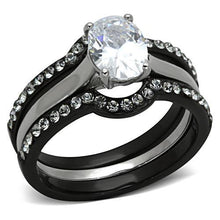 Load image into Gallery viewer, TK1344 - Two-Tone IP Black Stainless Steel Ring with AAA Grade CZ  in Clear