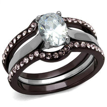 Load image into Gallery viewer, LOTK1344PC - Two Tone IP Dark Brown (IP coffee) Stainless Steel Ring with AAA Grade CZ  in Clear