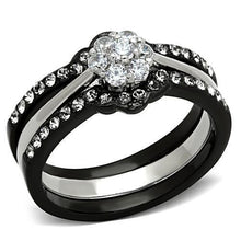 Load image into Gallery viewer, TK1345 - Two-Tone IP Black Stainless Steel Ring with AAA Grade CZ  in Clear