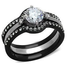 Load image into Gallery viewer, LOTK1346 - Two-Tone IP Black Stainless Steel Ring with AAA Grade CZ  in Clear