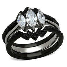 Load image into Gallery viewer, TK1347 - Two-Tone IP Black Stainless Steel Ring with AAA Grade CZ  in Clear