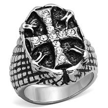 Load image into Gallery viewer, TK1351 - High polished (no plating) Stainless Steel Ring with Top Grade Crystal  in Clear