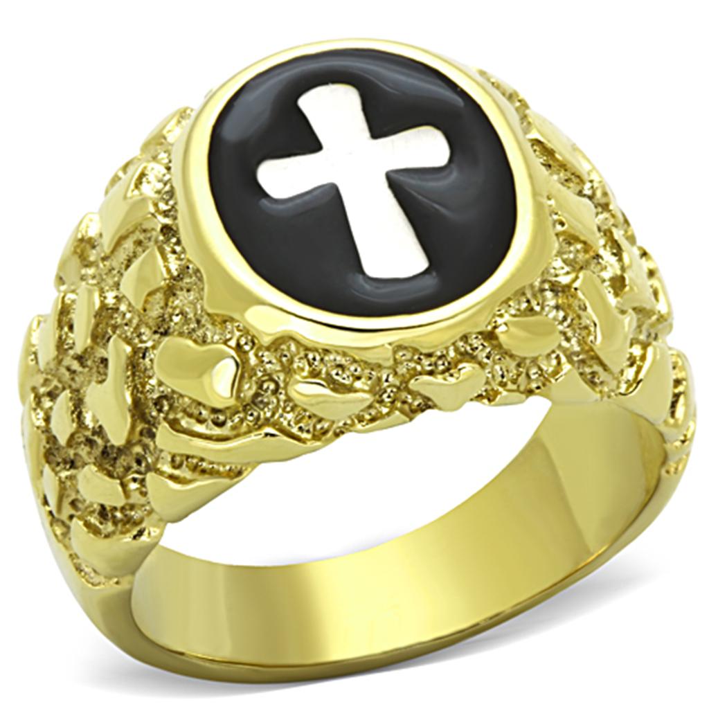 TK1358 - Two-Tone IP Gold (Ion Plating) Stainless Steel Ring with No Stone