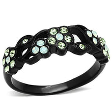 Load image into Gallery viewer, TK1360 - IP Black(Ion Plating) Stainless Steel Ring with Top Grade Crystal  in Multi Color