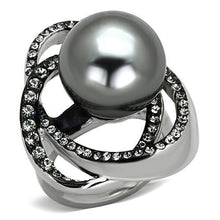 Load image into Gallery viewer, TK1371 - High polished (no plating) Stainless Steel Ring with Synthetic Pearl in Gray