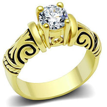 Load image into Gallery viewer, TK1377 - IP Gold(Ion Plating) Stainless Steel Ring with AAA Grade CZ  in Clear