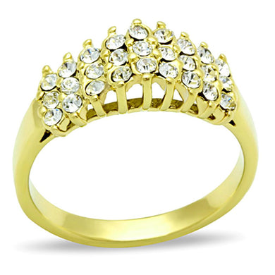 TK1384 - IP Gold(Ion Plating) Stainless Steel Ring with Top Grade Crystal  in Clear