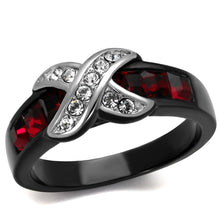 Load image into Gallery viewer, TK1388J - Two-Tone IP Black Stainless Steel Ring with Top Grade Crystal  in Siam