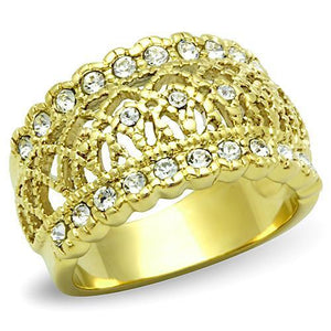 TK1393 - IP Gold(Ion Plating) Stainless Steel Ring with Top Grade Crystal  in Clear