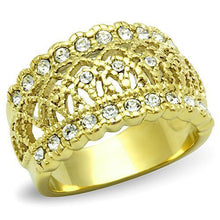 Load image into Gallery viewer, TK1393 - IP Gold(Ion Plating) Stainless Steel Ring with Top Grade Crystal  in Clear