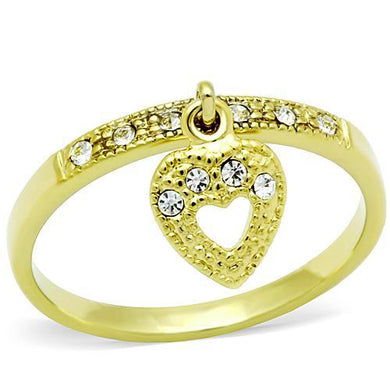 TK1395 - IP Gold(Ion Plating) Stainless Steel Ring with Top Grade Crystal  in Clear