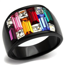 Load image into Gallery viewer, TK1397J - IP Black(Ion Plating) Stainless Steel Ring with Top Grade Crystal  in Multi Color