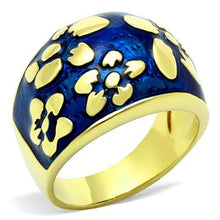 Load image into Gallery viewer, TK1399 - IP Gold(Ion Plating) Stainless Steel Ring with Epoxy  in Capri Blue