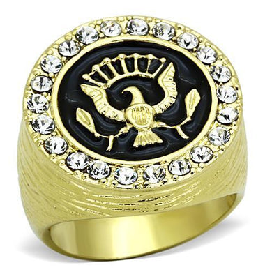 TK1404 IP Gold(Ion Plating) Stainless Steel Ring with Top Grade Crystal in Clear