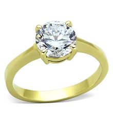 Load image into Gallery viewer, TK1405 - IP Gold(Ion Plating) Stainless Steel Ring with AAA Grade CZ  in Clear