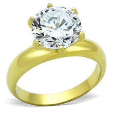 Load image into Gallery viewer, TK1408 - IP Gold(Ion Plating) Stainless Steel Ring with AAA Grade CZ  in Clear