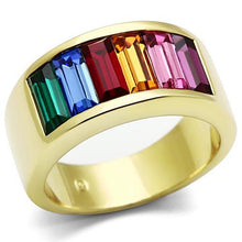 Load image into Gallery viewer, LO5W009- IP Gold(Ion Plating) Brass Ring with Top Grade Crystal  in Multi Color