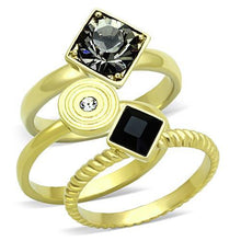 Load image into Gallery viewer, TK1417 - IP Gold(Ion Plating) Stainless Steel Ring with Top Grade Crystal  in Jet