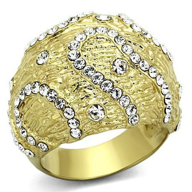 TK1419 - IP Gold(Ion Plating) Stainless Steel Ring with Top Grade Crystal  in Clear