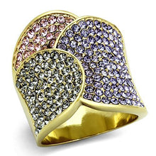 Load image into Gallery viewer, TK1420 - IP Gold(Ion Plating) Stainless Steel Ring with Top Grade Crystal  in Multi Color