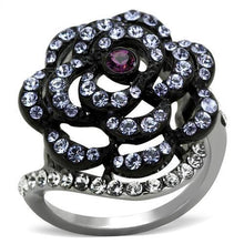 Load image into Gallery viewer, TK1422 - Two-Tone IP Black Stainless Steel Ring with Top Grade Crystal  in Amethyst