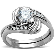 Load image into Gallery viewer, TK1429 - High polished (no plating) Stainless Steel Ring with AAA Grade CZ  in Clear