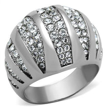 Load image into Gallery viewer, TK1430 - High polished (no plating) Stainless Steel Ring with Top Grade Crystal  in Clear