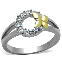 Load image into Gallery viewer, TK1434 - Two-Tone IP Gold (Ion Plating) Stainless Steel Ring with AAA Grade CZ  in Clear