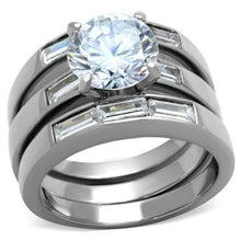 Load image into Gallery viewer, TK1436 - High polished (no plating) Stainless Steel Ring with AAA Grade CZ  in Clear