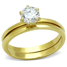 Load image into Gallery viewer, TK1439 - IP Gold(Ion Plating) Stainless Steel Ring with AAA Grade CZ  in Clear