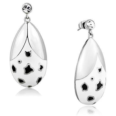 TK1462 - High polished (no plating) Stainless Steel Earrings with Top Grade Crystal  in Clear