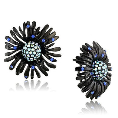 TK1476 - IP Black(Ion Plating) Stainless Steel Earrings with Top Grade Crystal  in Multi Color