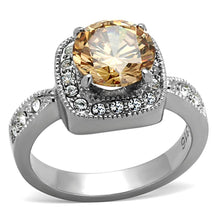 Load image into Gallery viewer, TK1495 - High polished (no plating) Stainless Steel Ring with AAA Grade CZ  in Champagne