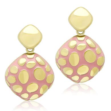 TK1502 - IP Gold(Ion Plating) Stainless Steel Earrings with Epoxy  in Light Rose