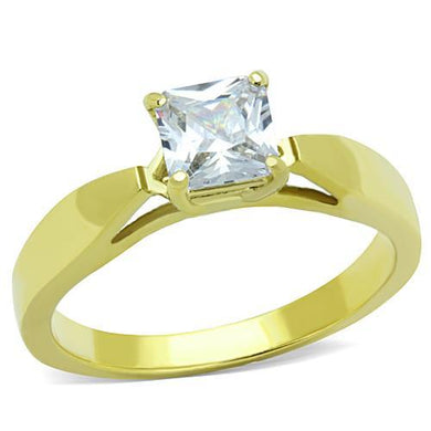 TK1511 - IP Gold(Ion Plating) Stainless Steel Ring with AAA Grade CZ  in Clear