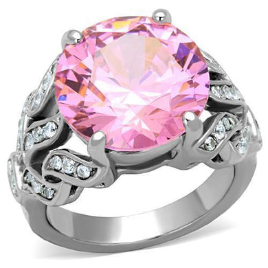 TK1512 - High polished (no plating) Stainless Steel Ring with AAA Grade CZ  in Rose