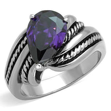 Load image into Gallery viewer, TK1515 - High polished (no plating) Stainless Steel Ring with AAA Grade CZ  in Amethyst