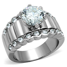 Load image into Gallery viewer, TK1524 - High polished (no plating) Stainless Steel Ring with AAA Grade CZ  in Clear