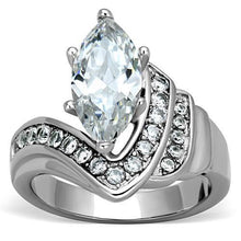 Load image into Gallery viewer, TK1526 - High polished (no plating) Stainless Steel Ring with AAA Grade CZ  in Clear